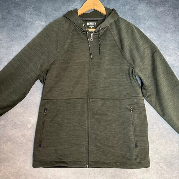Duluth Trading Hoodie Mens Medium Green Fleece Full Zip Thermal - Picture 1 of 16